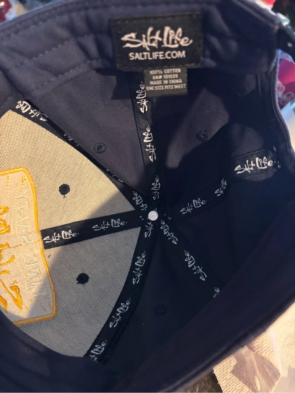 Salt Life Live Salty Captain Hat Navy Gold Embroidered Snapback